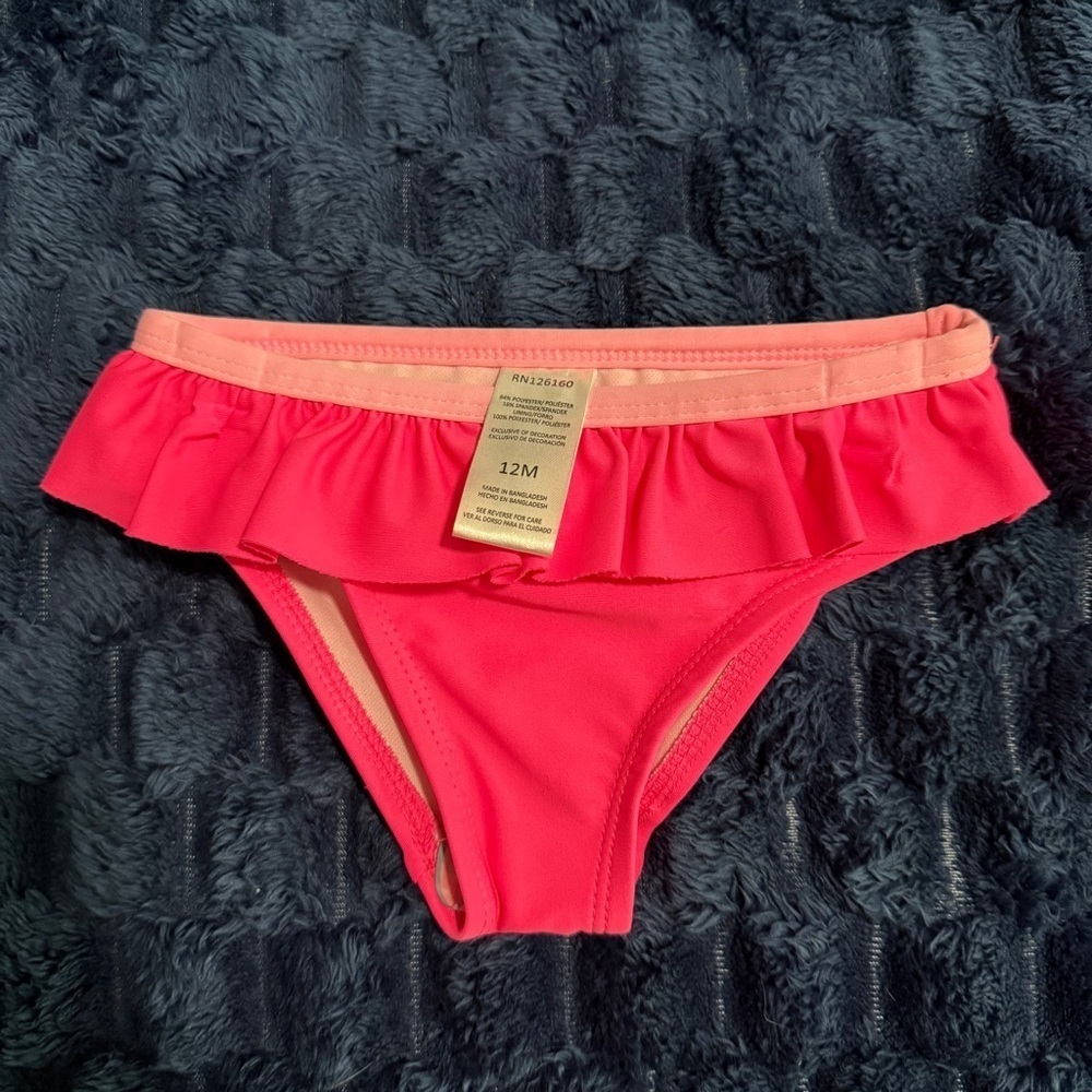 BETSEY JOHNSON BABY GIRL’S 2-PIECE MULTI-COLOR RUFFLE RASHGUARD SWIM SET 12M - Picture 7 of 8
